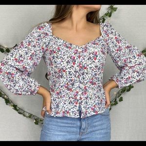Abercrombie long sleeve floral blouse